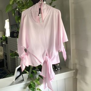 Jackie Rogers pink tie shirt